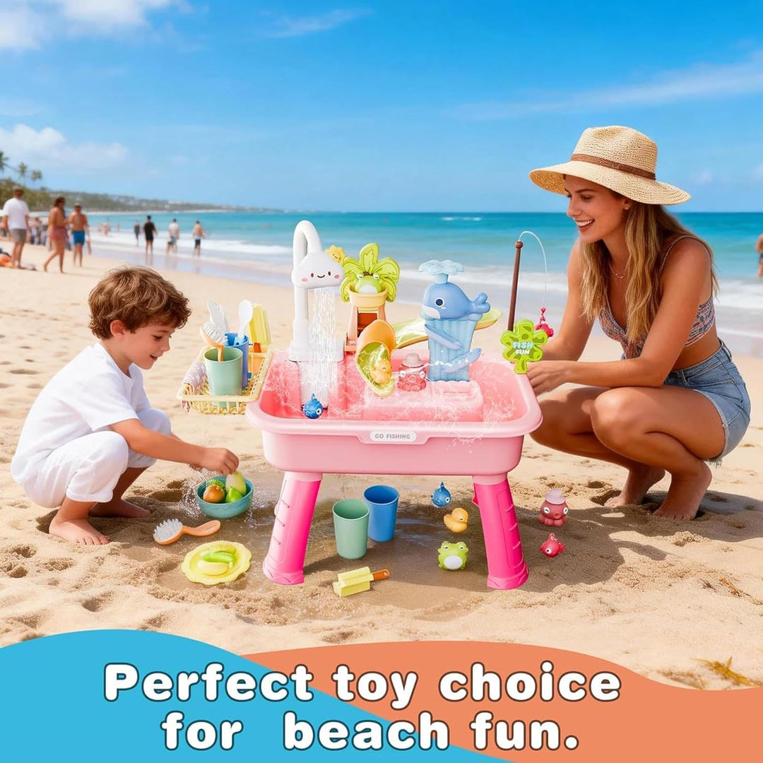 Regenschauer Wasserspieltisch Kinder Outdoor | 4 In 1 Spielspüle Mit Fliessendem Wasser Und Pumpe |