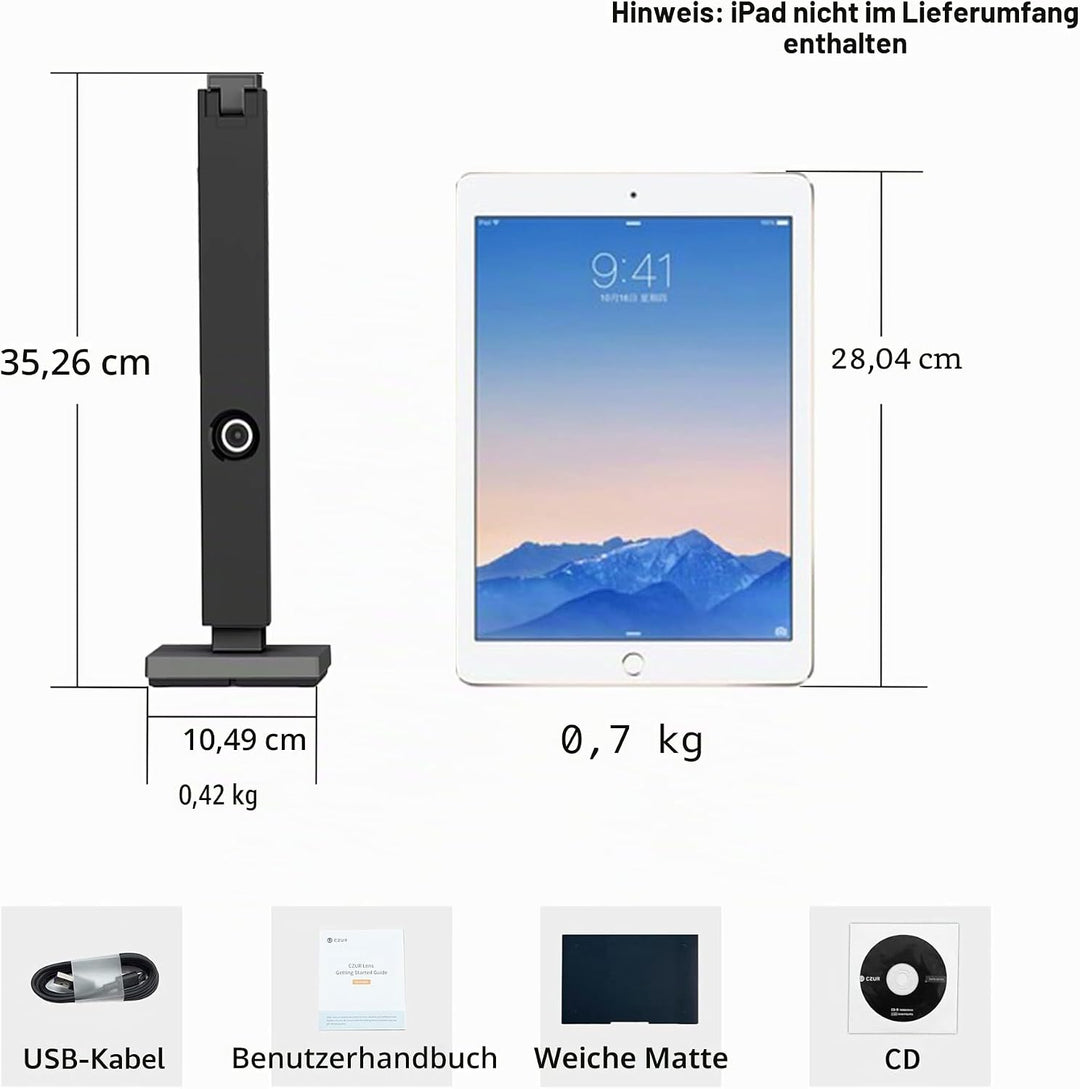 CZUR Lens Pro Tragbarer Dokumentenscanner, 12 MP/330 DPI, schneller Scanner Papierschutz kein Stau/k