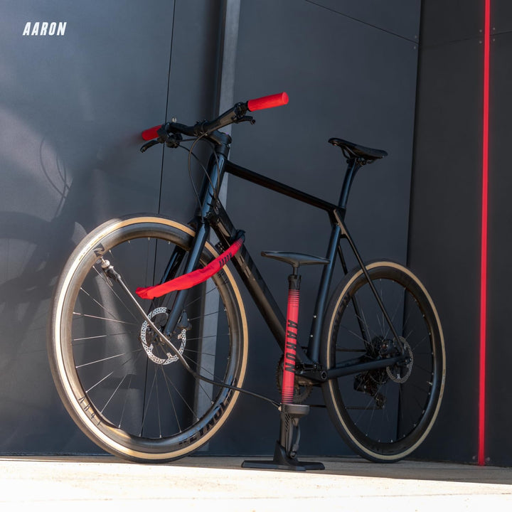 AARON Sport One Fahrrad Standpumpe mit Manometer für alle Ventile | Hochdruck Fahrradpumpe inkl. Bal