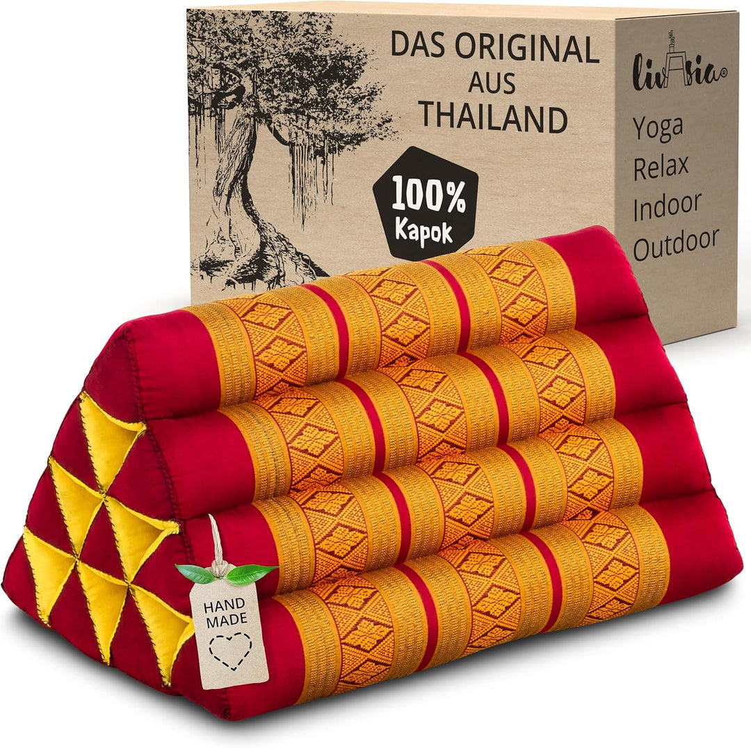 livasia Rückenstützkissen mit Muster, Dreieckskissen für den Garten, Keilkissen mit Kapok, vegan und
