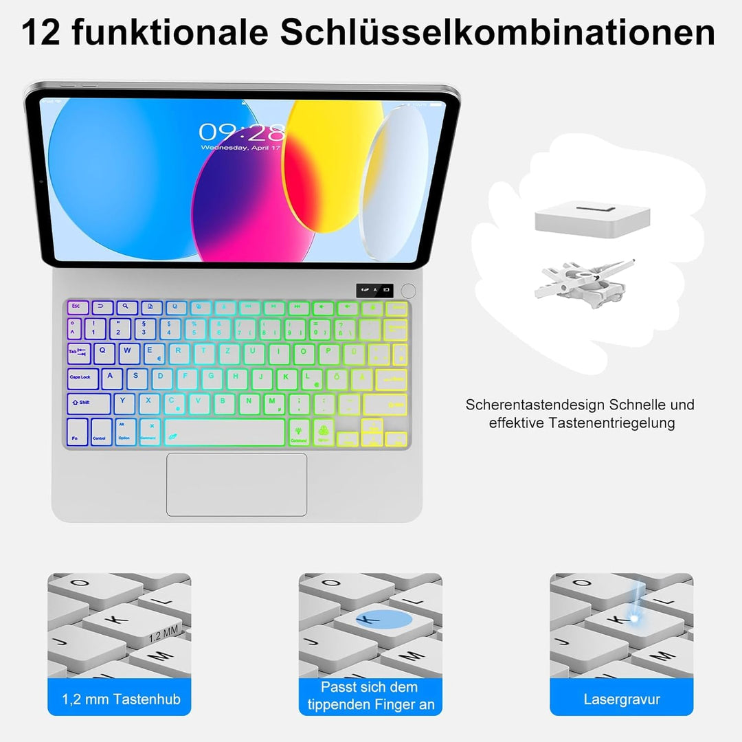 IVEOPPE Magic Keyboard für iPad A16 11. Generation & iPad 10 Gen (2025), Magnetische Freischwebende