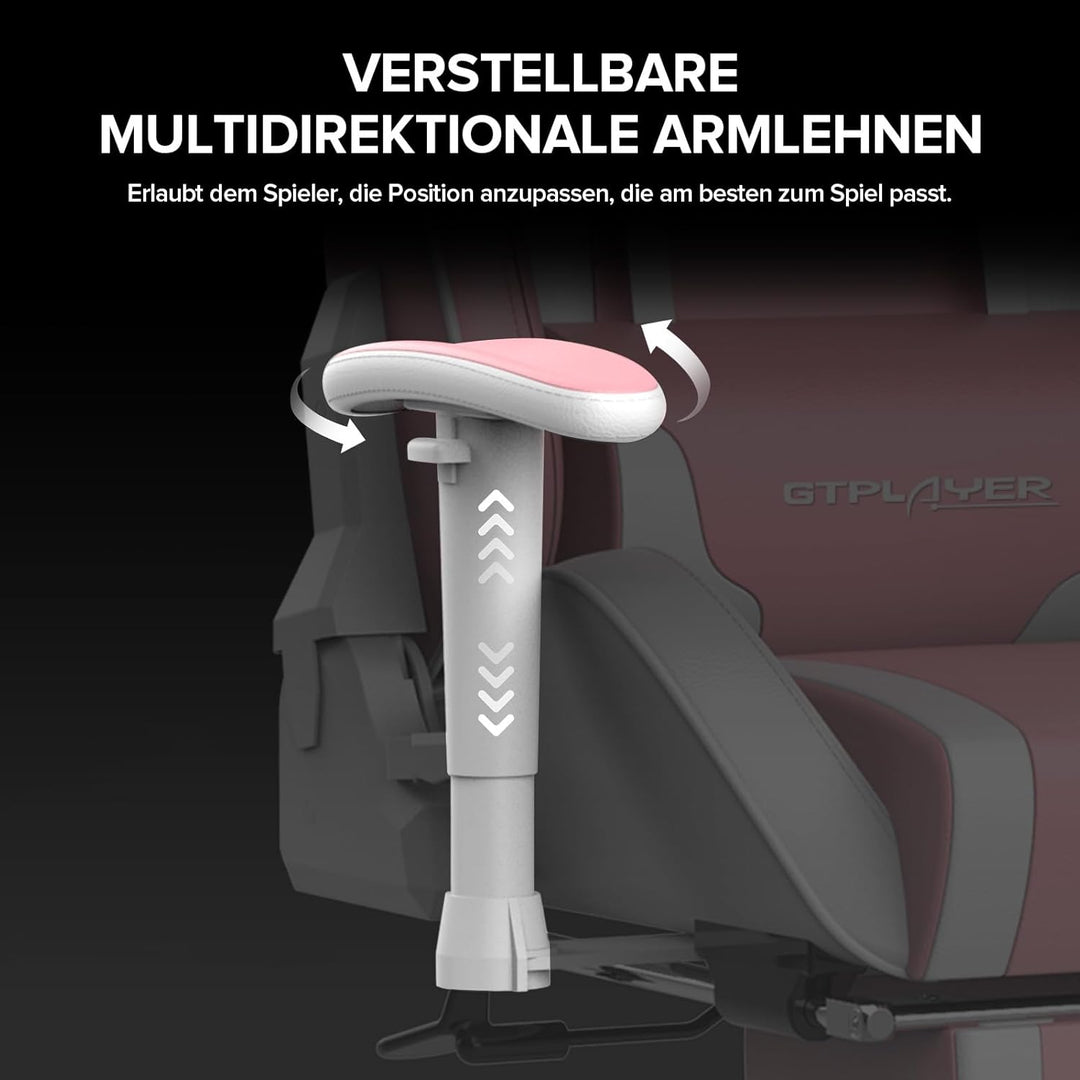 GTPLAYER Gaming Stuhl Gamer Stuhl mit Fussstütze Bluetooth Lautsprecher Ergonomischer Bürostuhl Comp