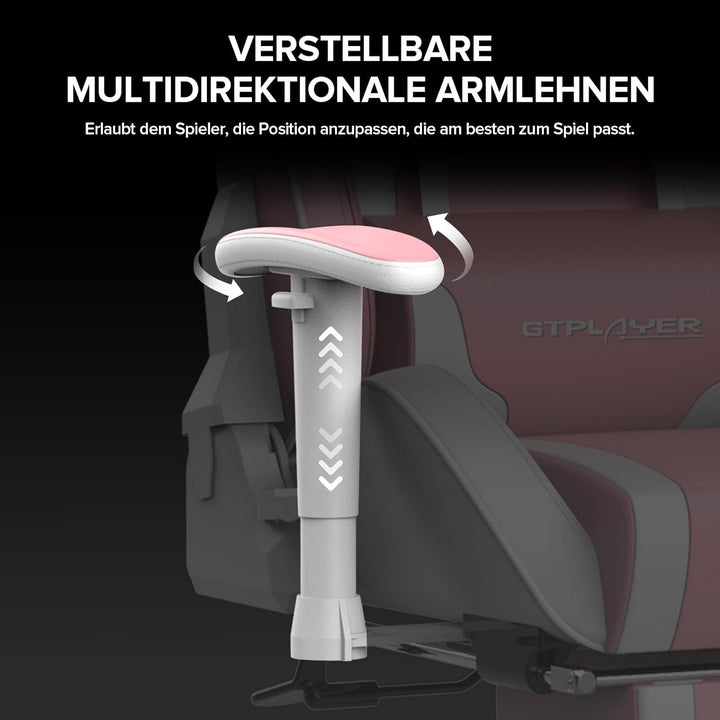 GTPLAYER Gaming Stuhl Gamer Stuhl mit Fussstütze Bluetooth Lautsprecher Ergonomischer Bürostuhl Comp