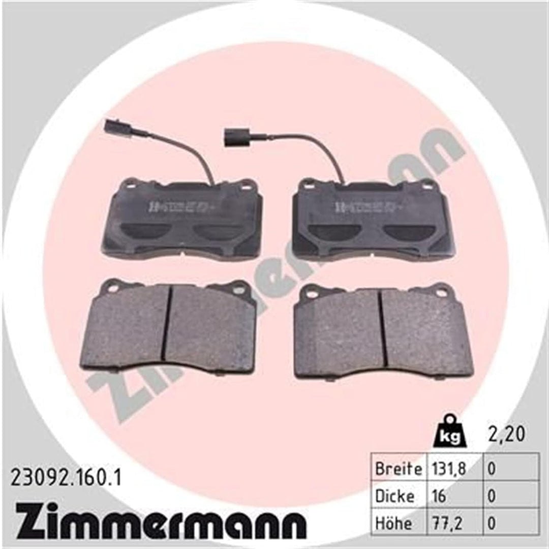 ZIMMERMANN 23092.160.1 Serie Bremsbeläge, vorne, 1 Sensor, inklusive Platte dämpfend