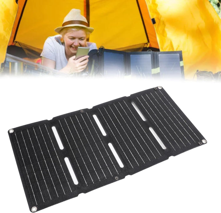 80 W Faltbares Solarpanel-Ladegerät mit 12 V, 5 V Schnellladung, QC, Dual-USB-Ausgang für Handys, Ta