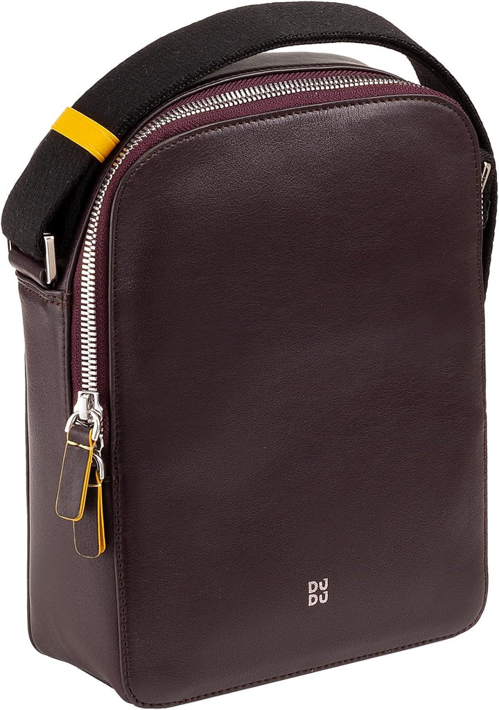 DUDU Herren-Handtasche aus echtem Leder, verstellbare Umhängetasche, kleines kompaktes Design, mehre