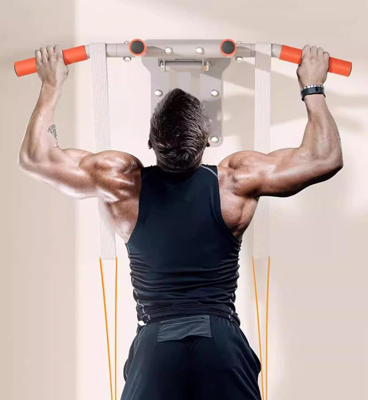 Barre de Traction Murale Multi-Grips 900 kg - Structure Triangulaire 3D Ultra Stable - Poignée Antid