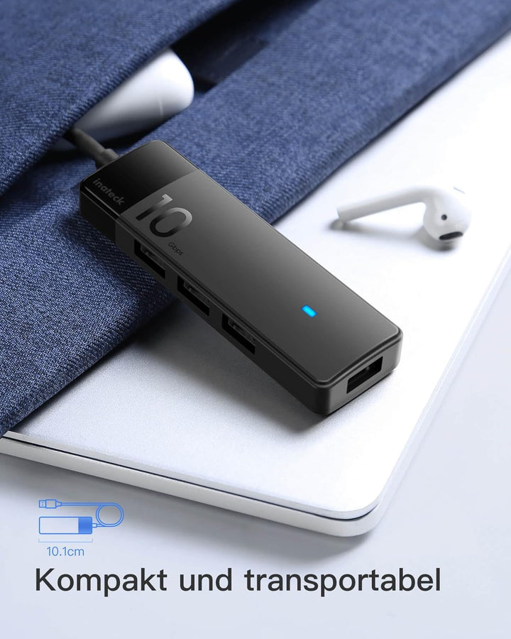 Inateck USB C Hub, USB 3.2 Gen 2 USB C Hub mit 4 USB A Anschlüssen, 10Gbps, 50cm Kabel, Kompatibel m