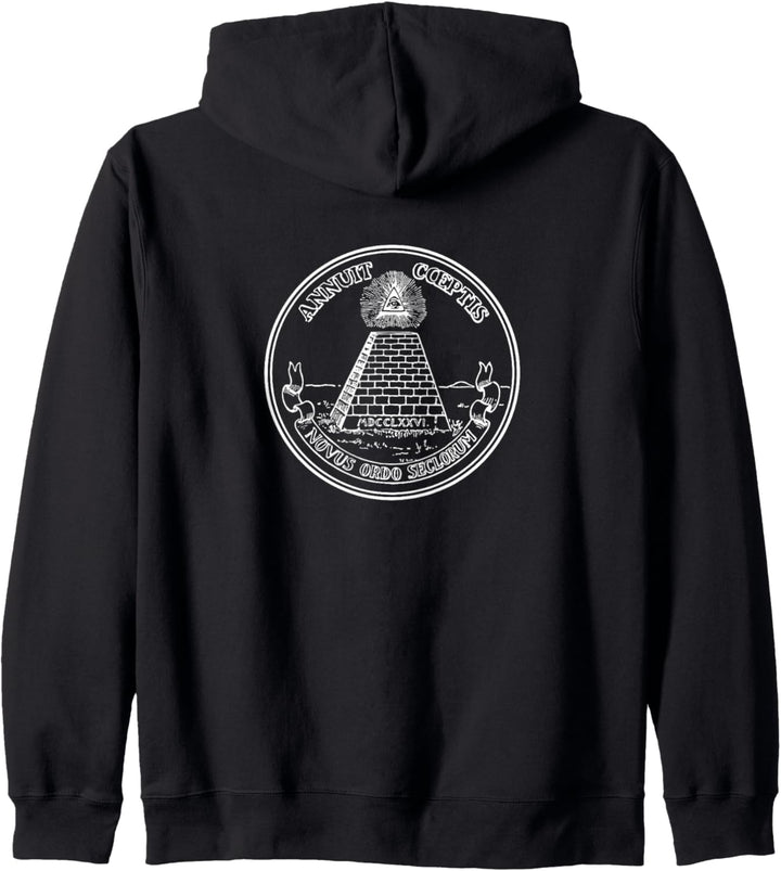 Ein Dollar Note Allsehendes Auge Pyramide Illuminati T-shirt Kapuzenjacke