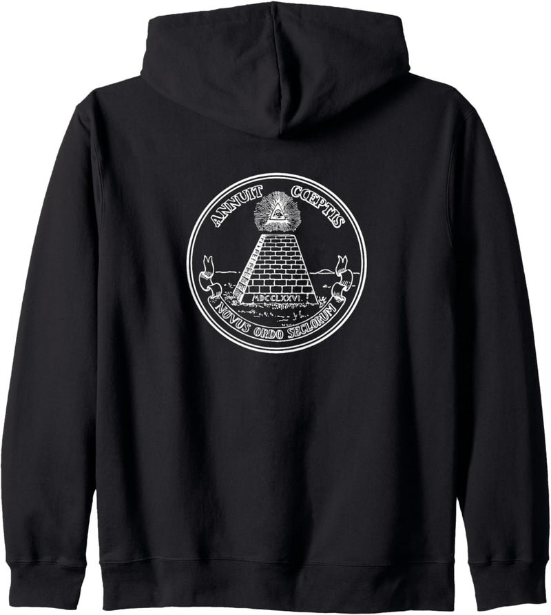 Ein Dollar Note Allsehendes Auge Pyramide Illuminati T-shirt Kapuzenjacke