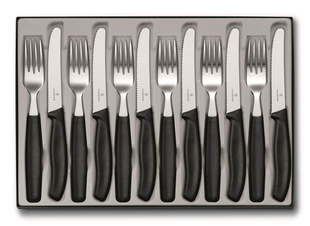Victorinox, Swiss Classic, Profi Tafelbesteck, 12-teilig, Extra Scharfe Klinge, Wellenschliff, 11 cm