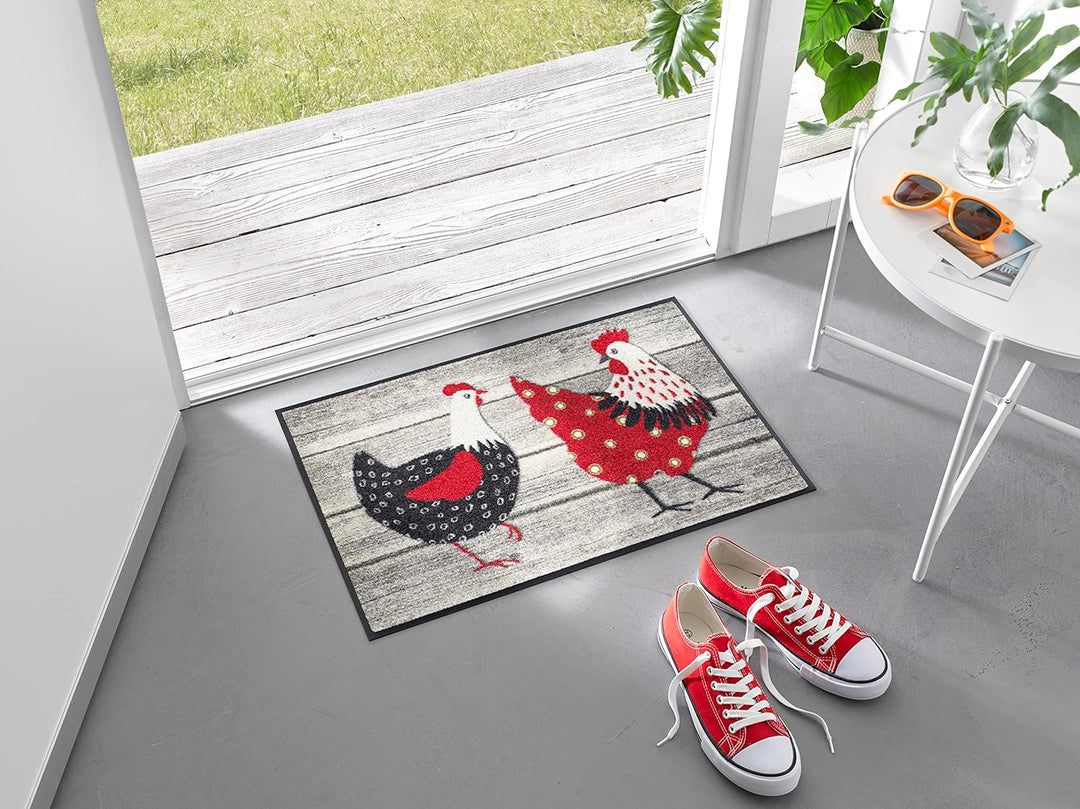 wash+dry Fussmatte, Chicken Farm 40x60cm, innen und aussen, waschbar 40x60cm Chicken Farm Bunt, 40x6