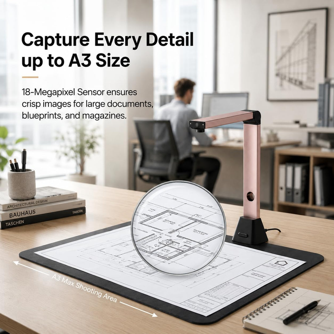 Scanner DIN A3 18MP USB：DIN A3 Scanner Dokumentenscanner 4912×3680 mit OCR Texterkennung LED Licht S