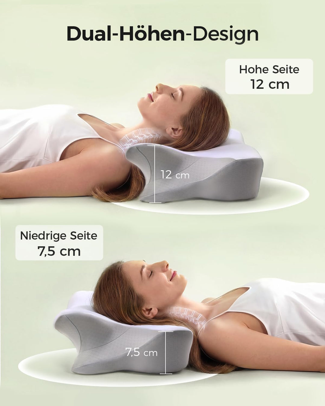 Orthopädisches Nackenkissen aus Memory-Schaum, Ergonomisches Nackenstützkissen für optimalen Schlafk