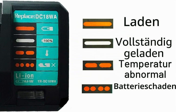 Aelcouth®Kompatibel Für Makita DC18WA Ladegerät 14,4V-18V G-Series Elektrowerkzeug 100V-240V 2.0A fü