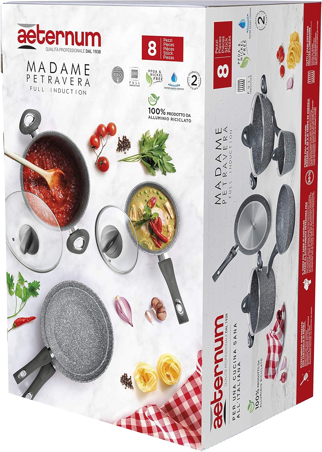 Aeternum Madame Petravera 3.0 Topf-und Pfannen-Set, Aluminium, induktionsgeeignet, 8-teilig, grau, 1