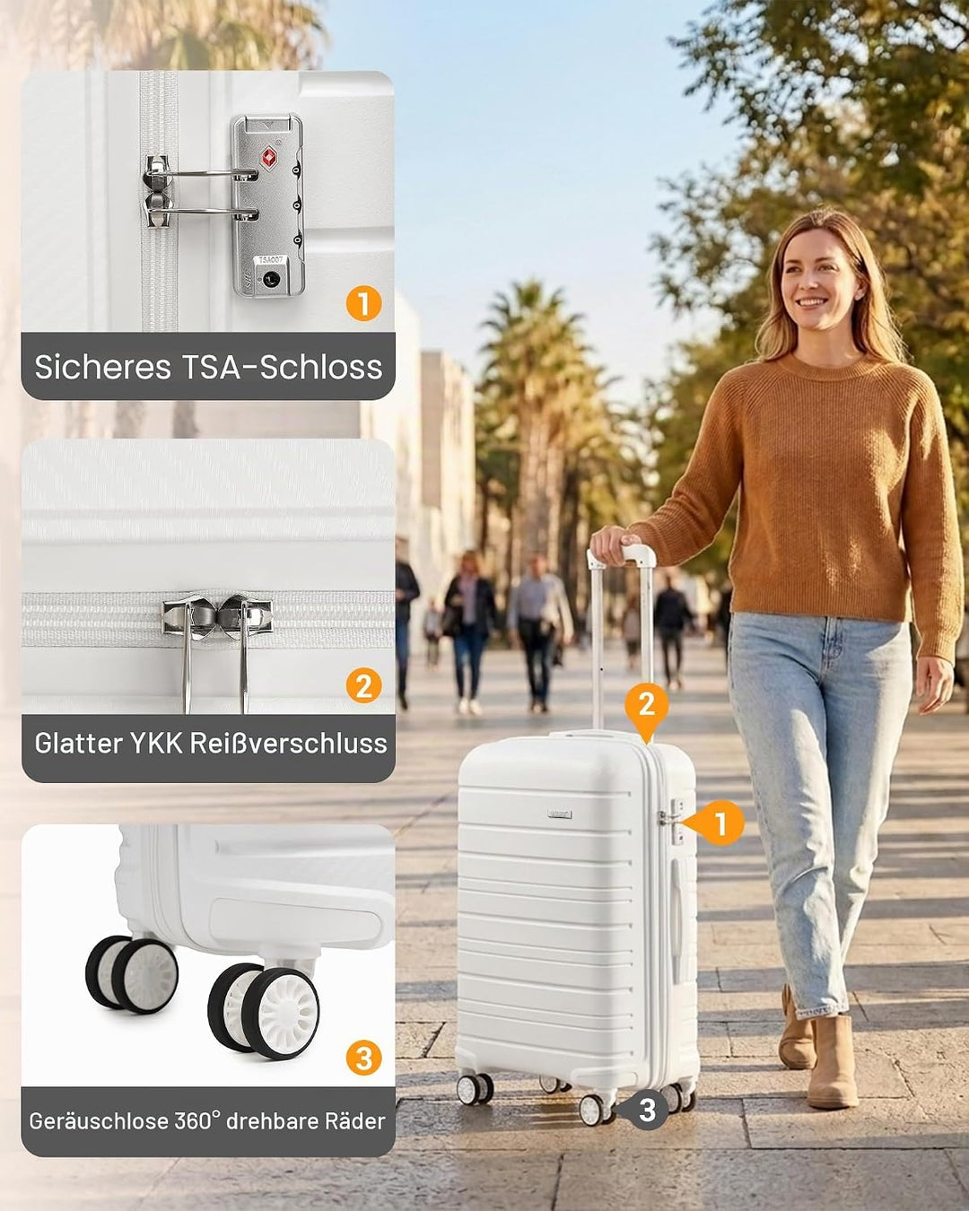 KONO Carry-ons Luggage Kleiner Koffer Handgepäck 55x40x20 Leicht Kabinentrolley Handgepäckkoffer Har