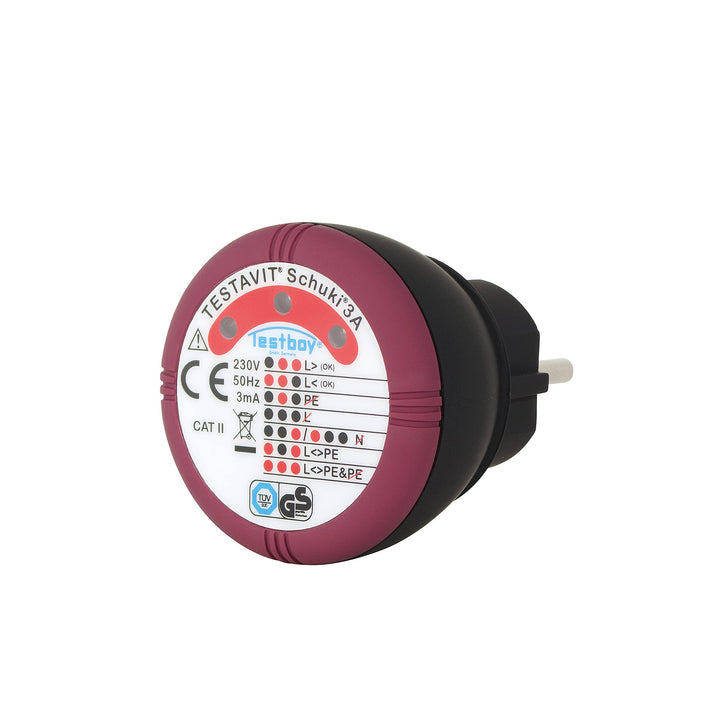 Testavit Schuki 3A Steckdosenprüfgerät (Glimmlampen Anzeige, 230 V, Schutzart IP 40, sichere Überprü