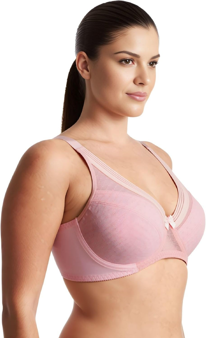 Curve Muse Damen Übergrösse Minimierer Ungefüttert Bügel Vollständige Abdeckung BH 75D Schwarz, Rosa