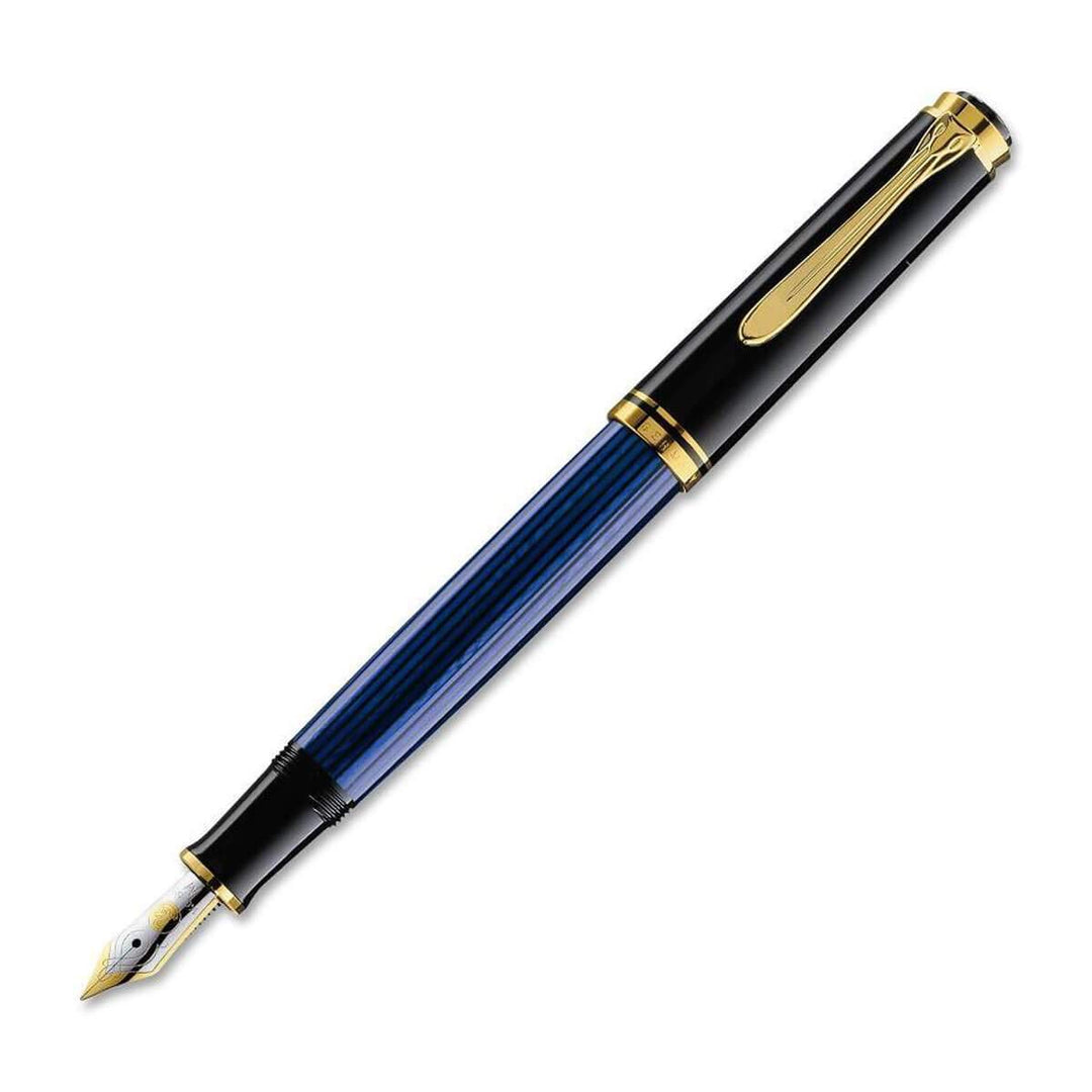 Pelikan Füllhalter Souverän 600, Schwarz-Blau, Feder EF (extra-fein), hochwertiger Kolbenfüller im G