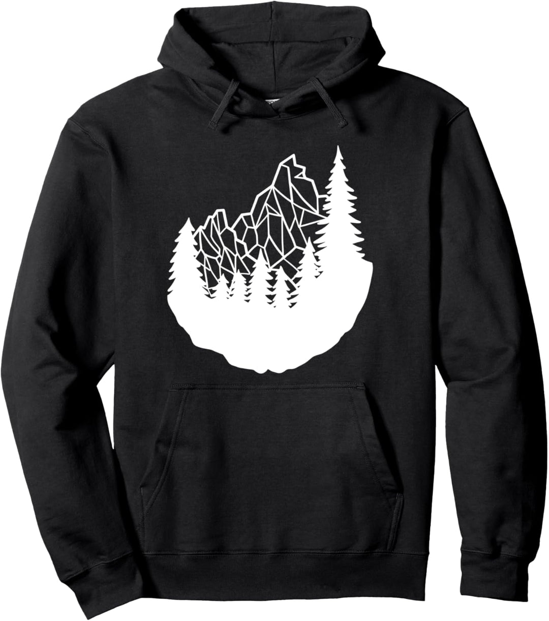Berge Natur Geometrie Wald Wandern Camping Pullover Hoodie