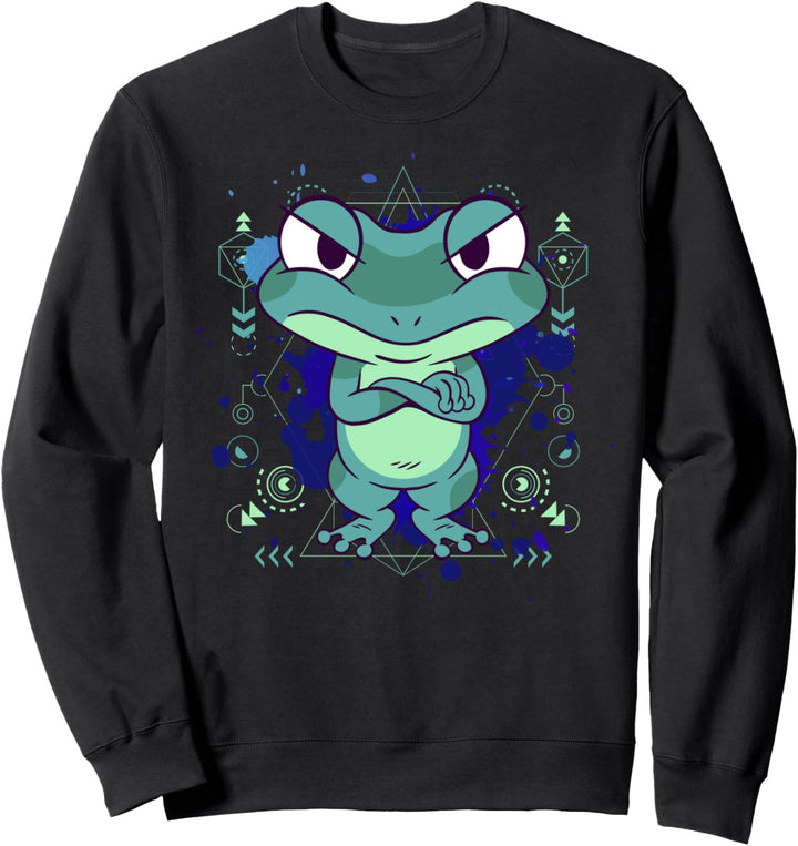 Grimmiger Frosch Grüner Frosch Lieblingstier Frosch Frösche Sweatshirt