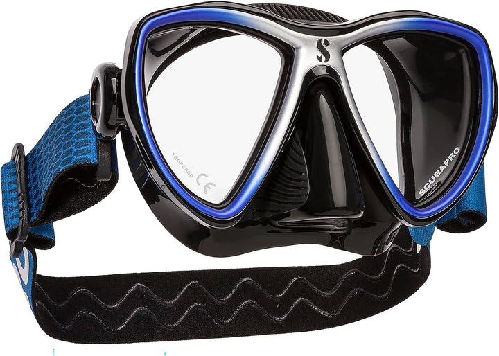 SCUBAPRO Synergy Mini Tauch- und Schnorchelmaske für schmale Gesichter schwarz/blau/silber, schwarz/