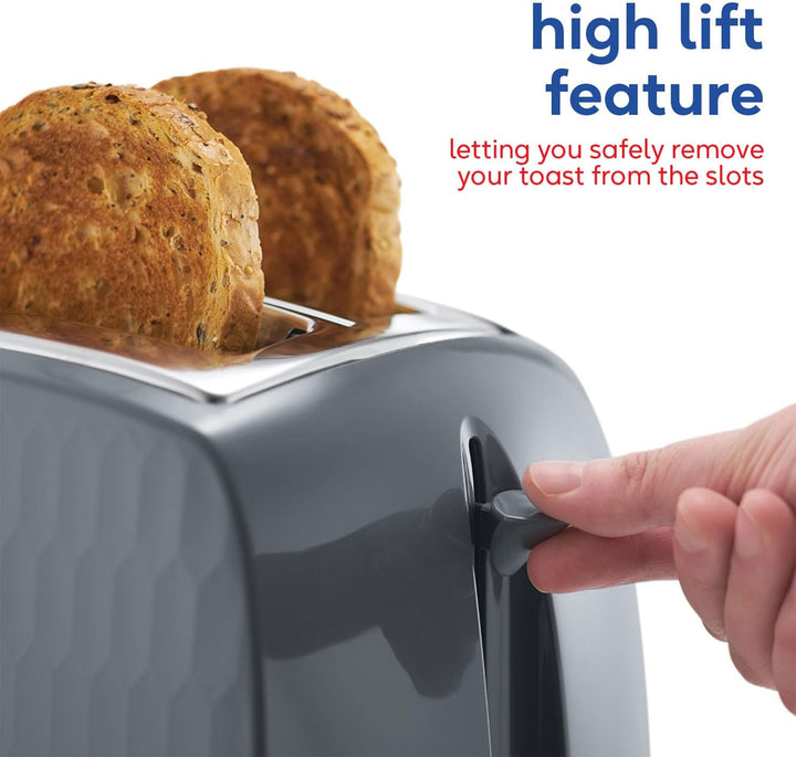 Russell Hobbs 26063 Waben-Toaster mit 2 Scheiben (extra breite Schlitze, hohe Hebefunktion, 6 Bräunu