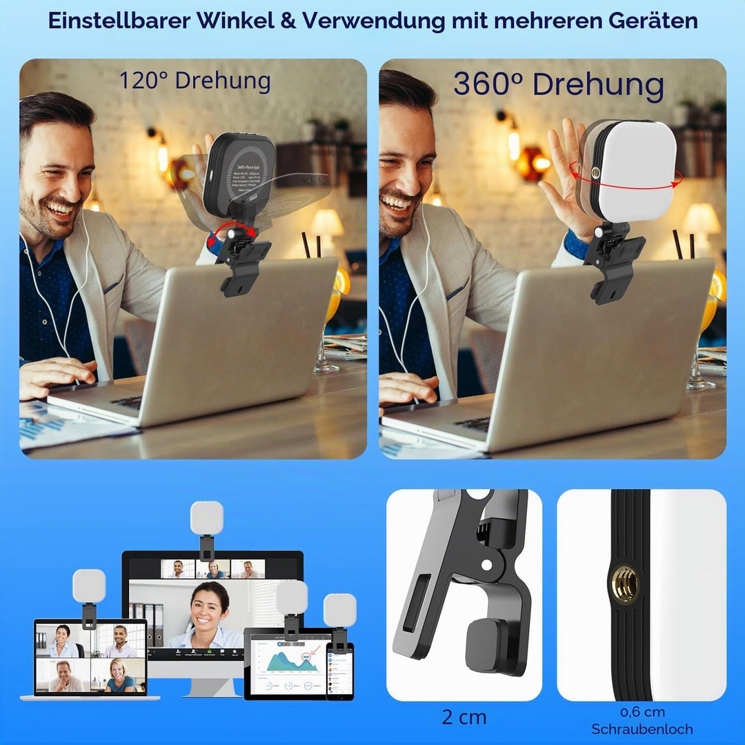 Mini Magnetisches Handy-Selfie-Licht, kompatibel mit iPhone Magsafe, Clip-on-Taschenlicht für Tablet