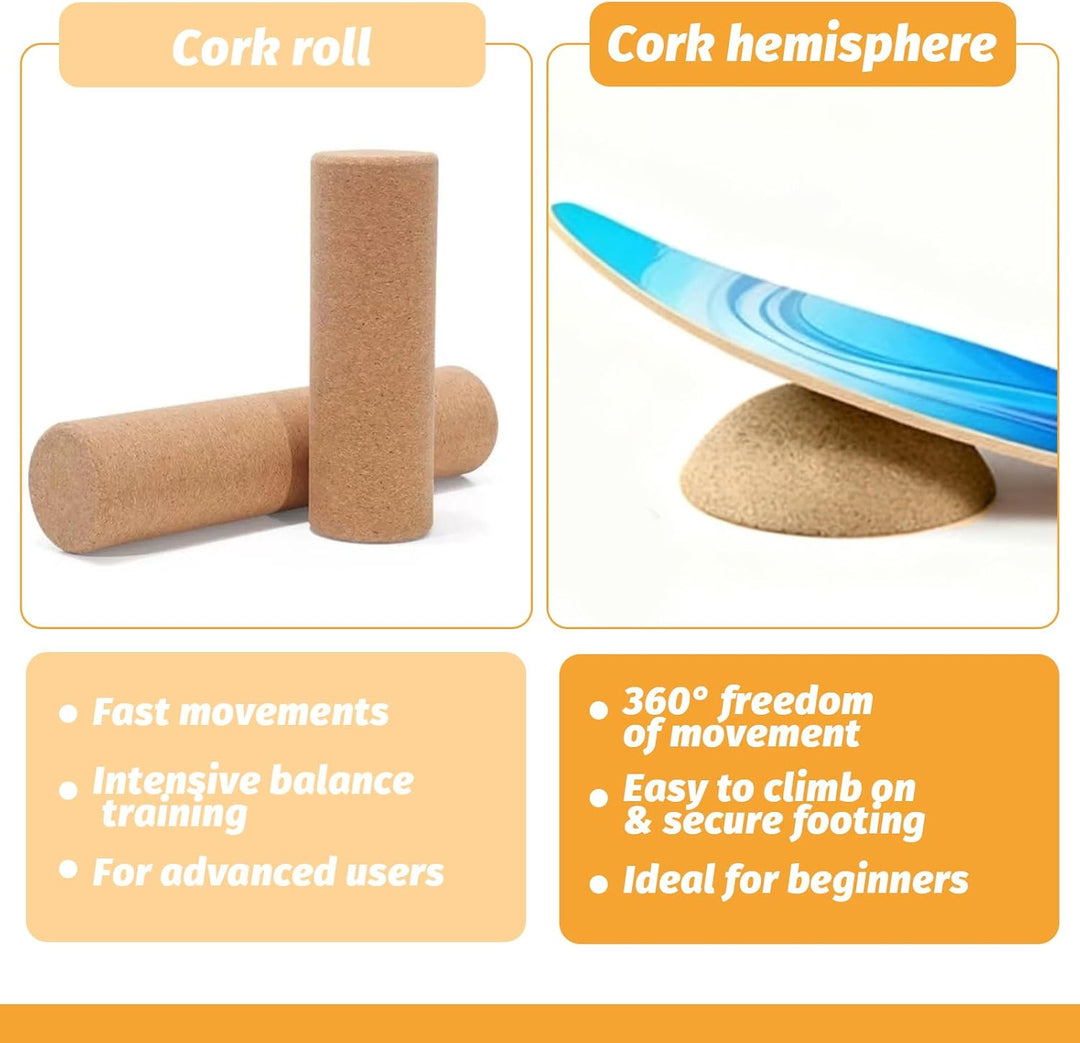 Balance Board Halbkugel aus massivem Kork, Passend für jedes Balance Board