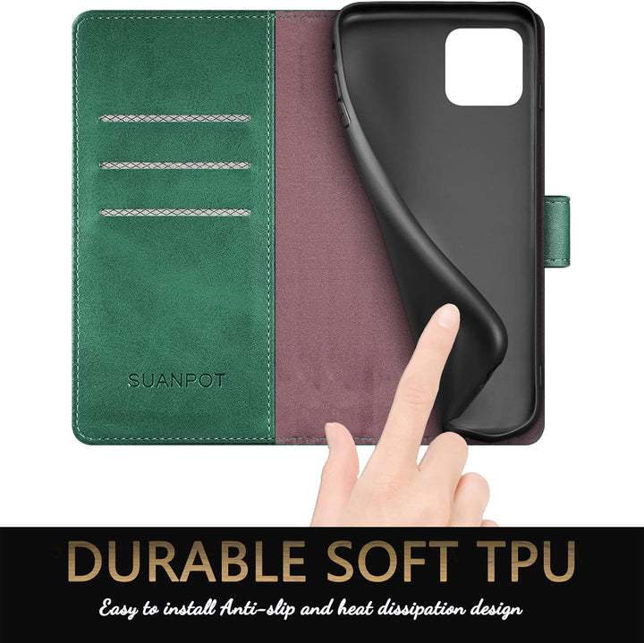 SUANPOT [RFID Schutz für iPhone 14 Plus 6.7" Hülle PU Leder Handyhülle Lederhülle Klapphülle Kartenf