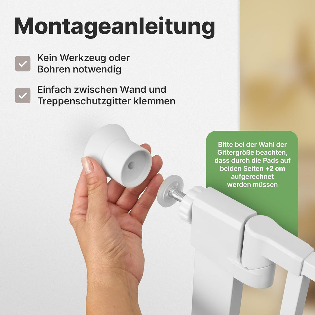 Wandschutzpads für Treppenschutzgitter ohne Bohren [inkl. Verlängerungsteilen, Anti-Rutsch] Elefante