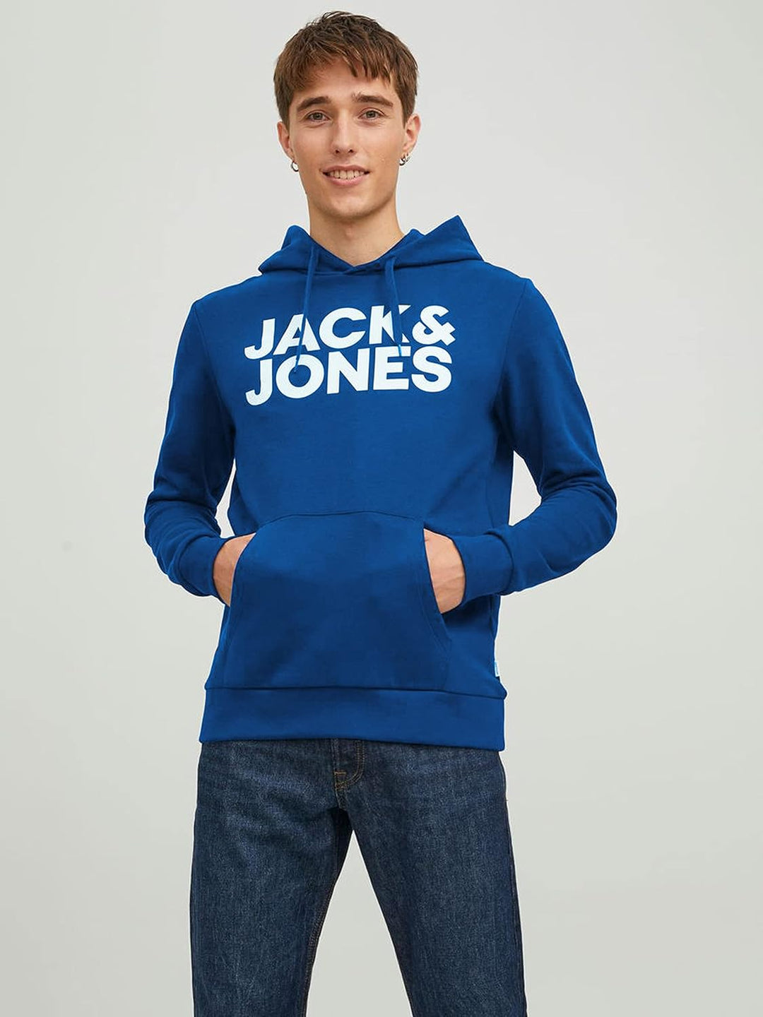 JACK & JONES Male Kapuzenpullover Logo Kapuzenpullover XS Classic Blue/Print White, XS Classic Blue/
