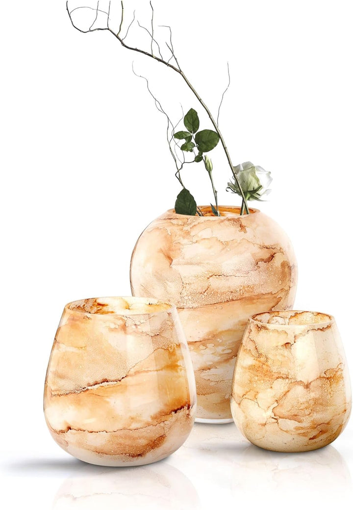 Terroso – Vase – Mundgeblasenes warmweisses Glas – Luxuriöses Erscheinungsbild, Stilvoll & Elegant -
