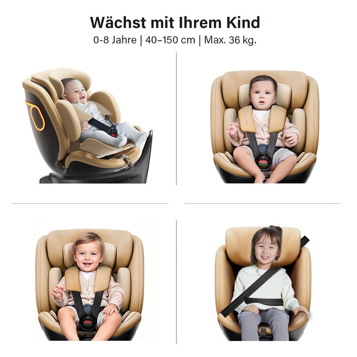 Smart Baby Carseat: Auto-Soothing, 360° Rotation, 7-Level Recline, Air-Soft Breeze &amp; 9-Layer Safety