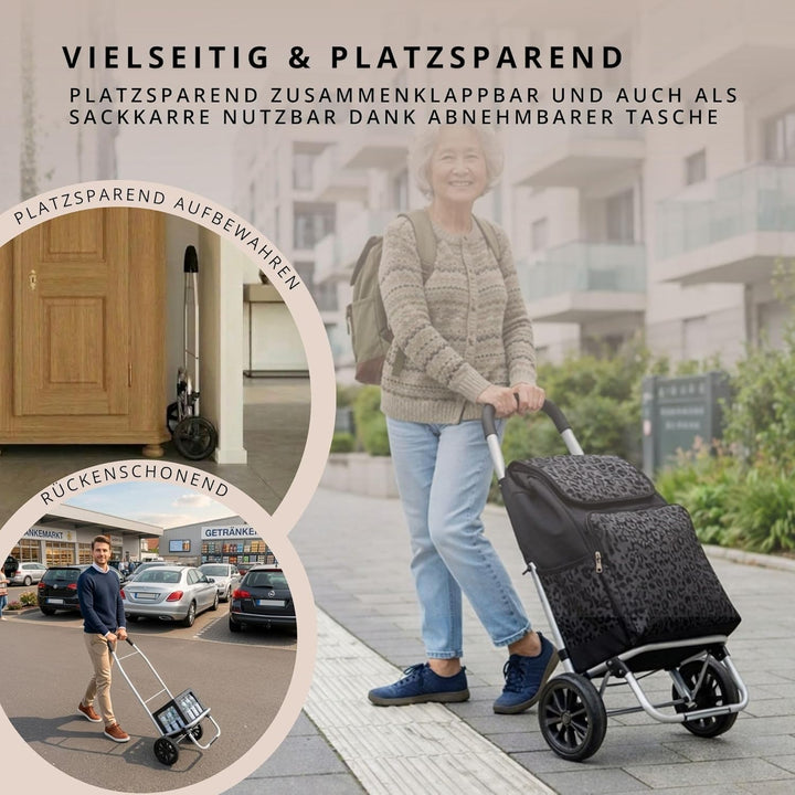 Einkaufstrolley klappbar mit Kühlfach, Einkaufshilfe Aluminium leicht, Einkaufswagen Shopper Trolley