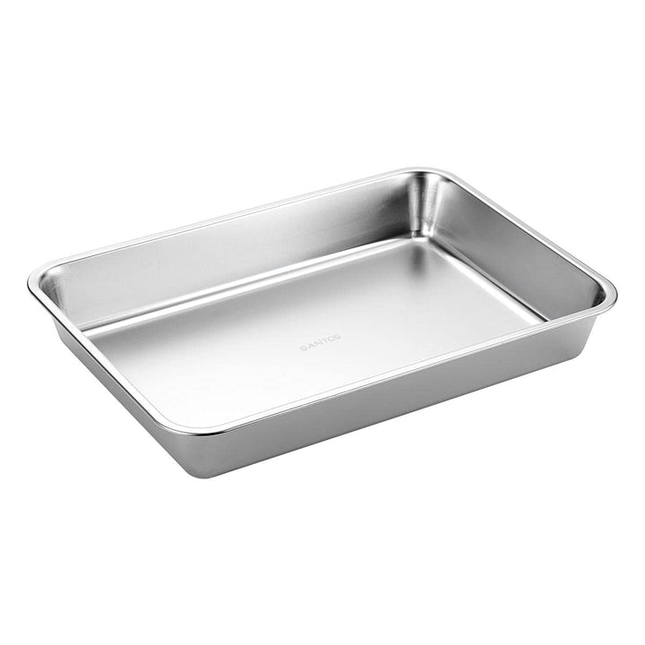 SANTOS Edelstahl Grillschale - Auffangschale 41,5x29,5x6cm - Robuste Grillpfanne - Perfekt für Gemüs