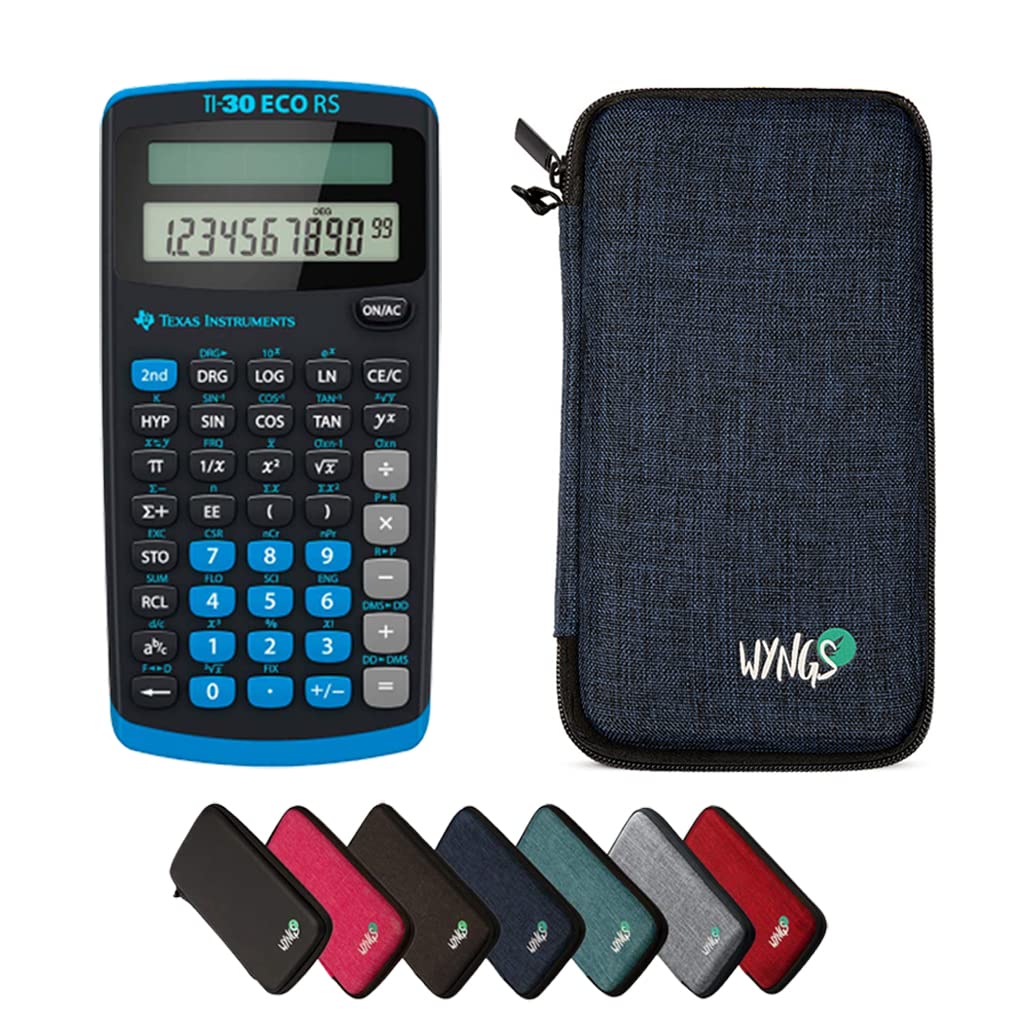 CALCUSO Sparpaket: TI 30 ECO RS wissenschaftlicher Rechner + WYNGS Schutztasche blau + Erweiterte Ga