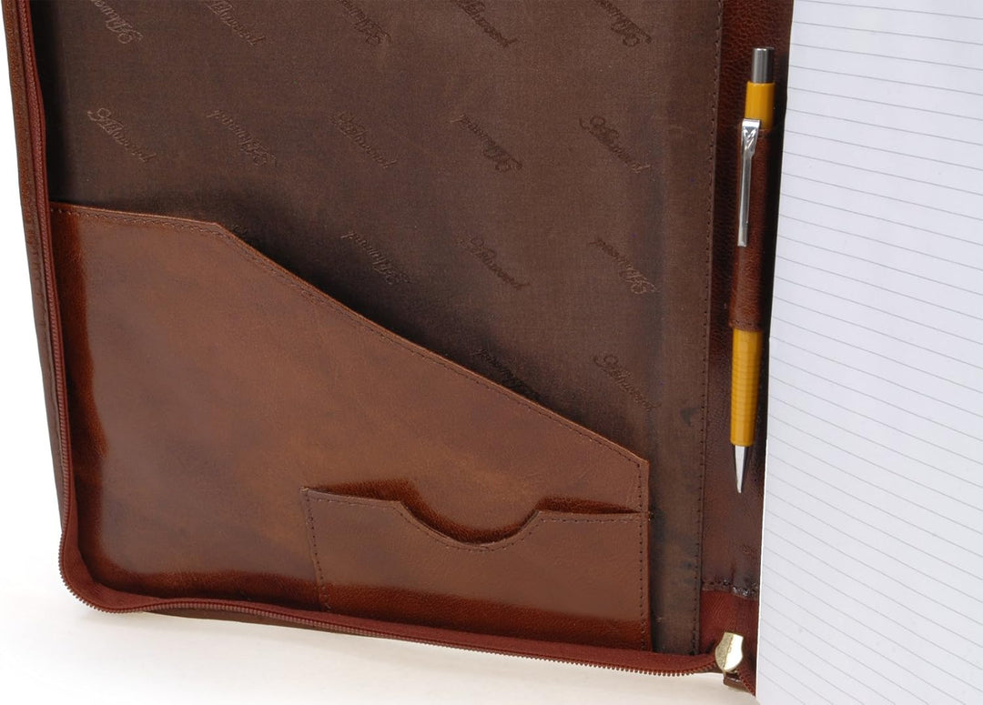 Ashwood - Herren Leder A4 Notizbuchtasche - Schreibmappe mit Reissverschluss - Konferenzmappe Passen