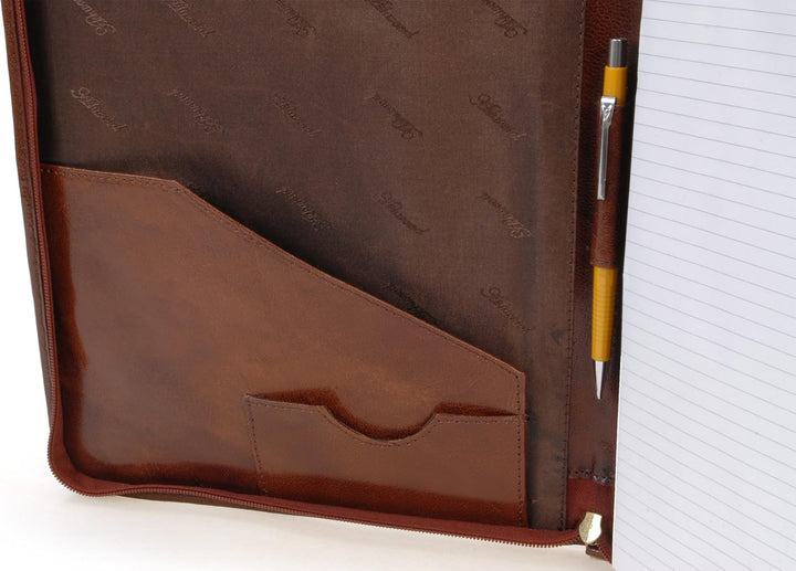 Ashwood - Herren Leder A4 Notizbuchtasche - Schreibmappe mit Reissverschluss - Konferenzmappe Passen