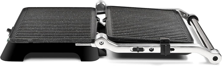 Girmi BS44 Grillpfanne mit Petravera-Effekt, Korpus aus Edelstahl, Platten 29,3 x 23 cm