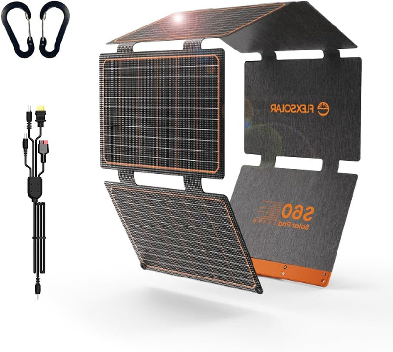 Solarpanel 60W, Flexsolar Tragbares faltbares Solarladegerät IP67 wasserdichtes Notstromcamping, gee