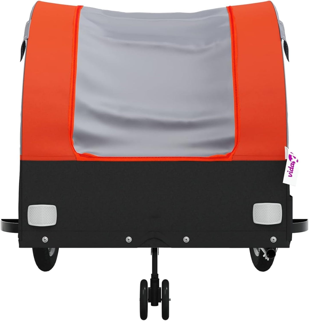 Fahrradanhänger 45kg Eisen Schwarz-Orange | Robustes Eisengestell, 45kg Tragkraft, Wetterfest, Orang