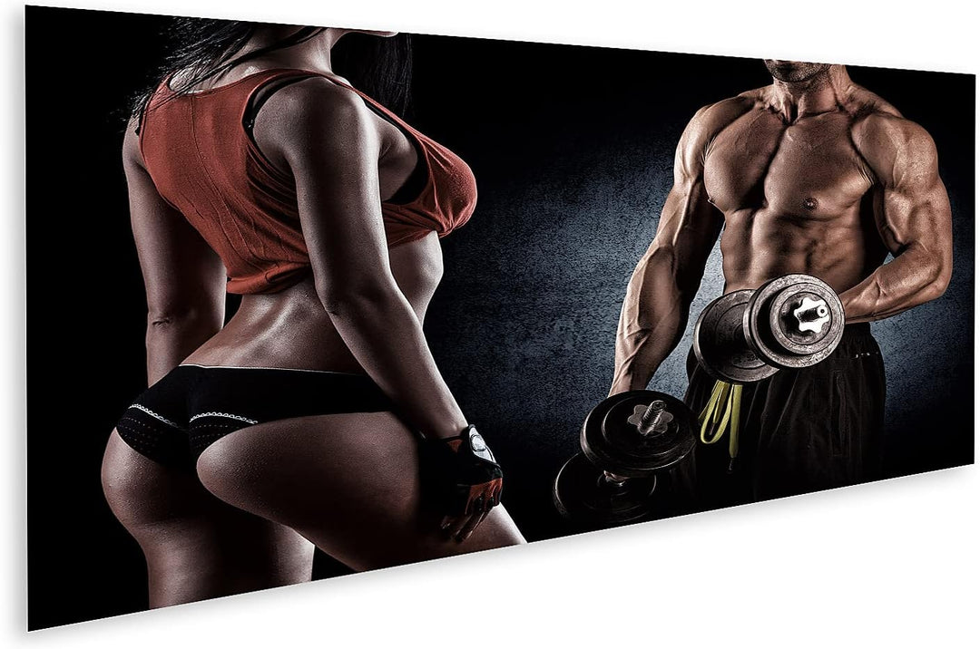 islandburner Bild auf Leinwand Gym Muskulöser Junger Mann Training Mit Hanteln Bilder Wandbilder Pos