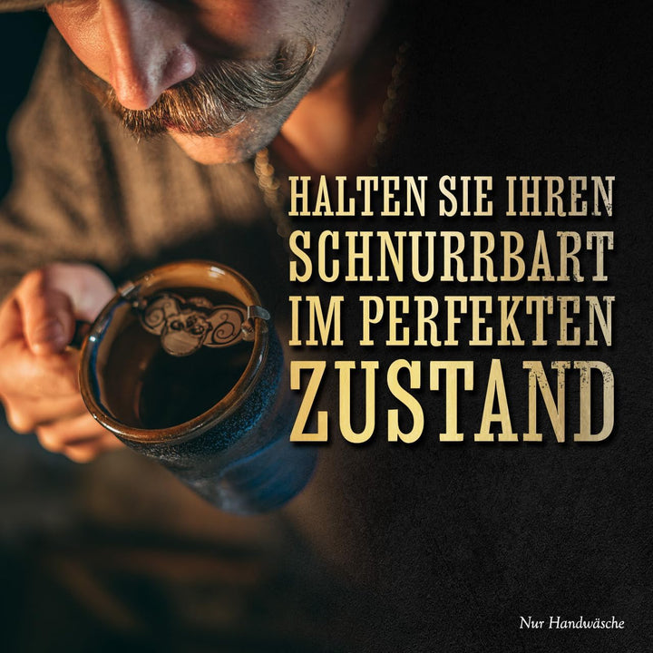 Death Grip Schnurrbartschutz, Edelstahl-Schädel-Clip für Kaffee, Bier, Wein, Gläser, Tassen, tragbar