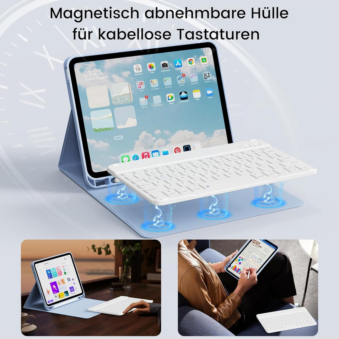 Hülle mit Tastatur für iPad Air 11 Zoll 2025 2024 (M3/M2), iPad Air 5 4 2022/2020 10,9 Zoll, Soft TP
