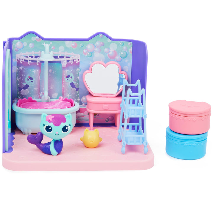 Cuffie In“Gabby's Dollhouse, Primp and Pamper Badezimmer mit Mercat Figur, 3 Zubehörteile, 3 Möbel u