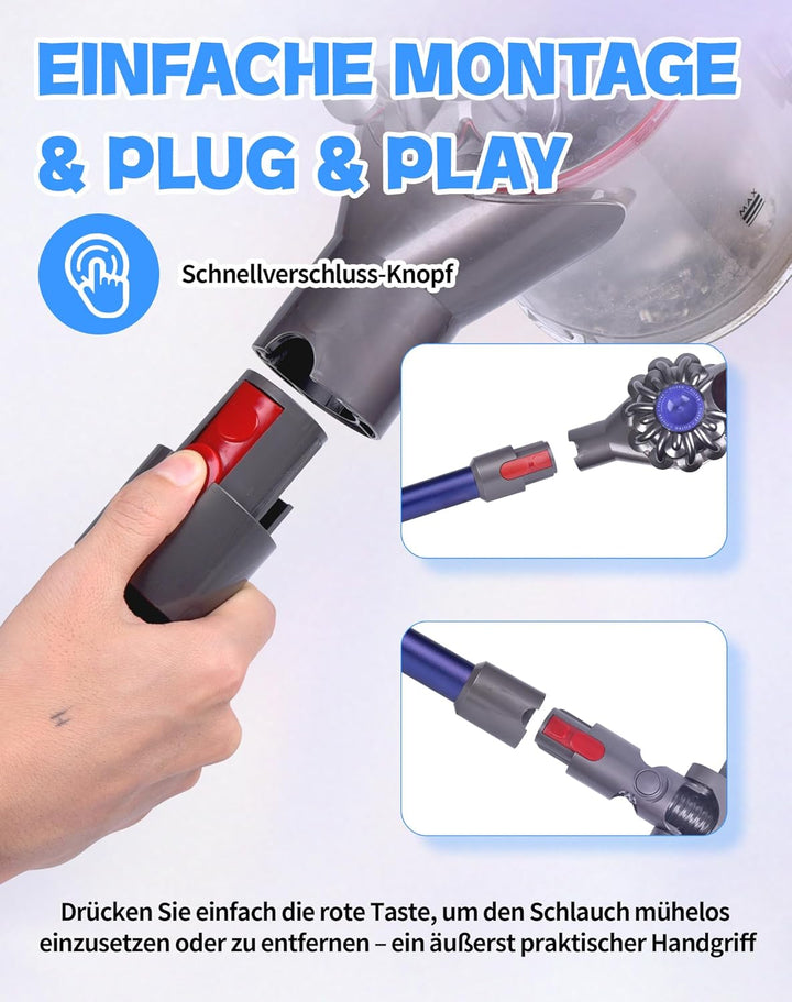 Verlängerungsrohr für Dyson V7 V8 V10 V11 V15 – Ersatz-Rohr aus Aluminium, Schnellverschluss, Robust