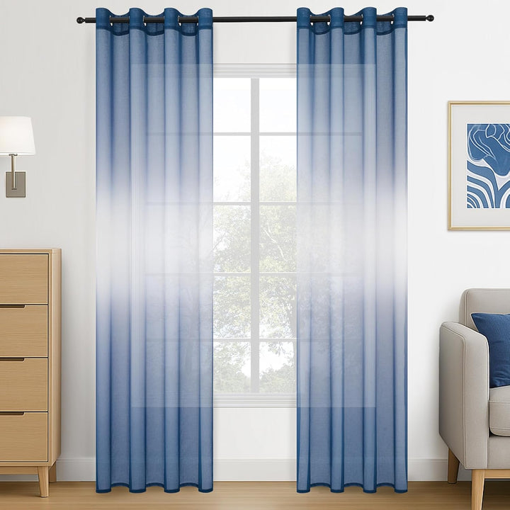 Topfinel Gardinen mit Ösen Transparente Optik Gardine Ösenvorhang Ösenschal Transparent Durchsichtig
