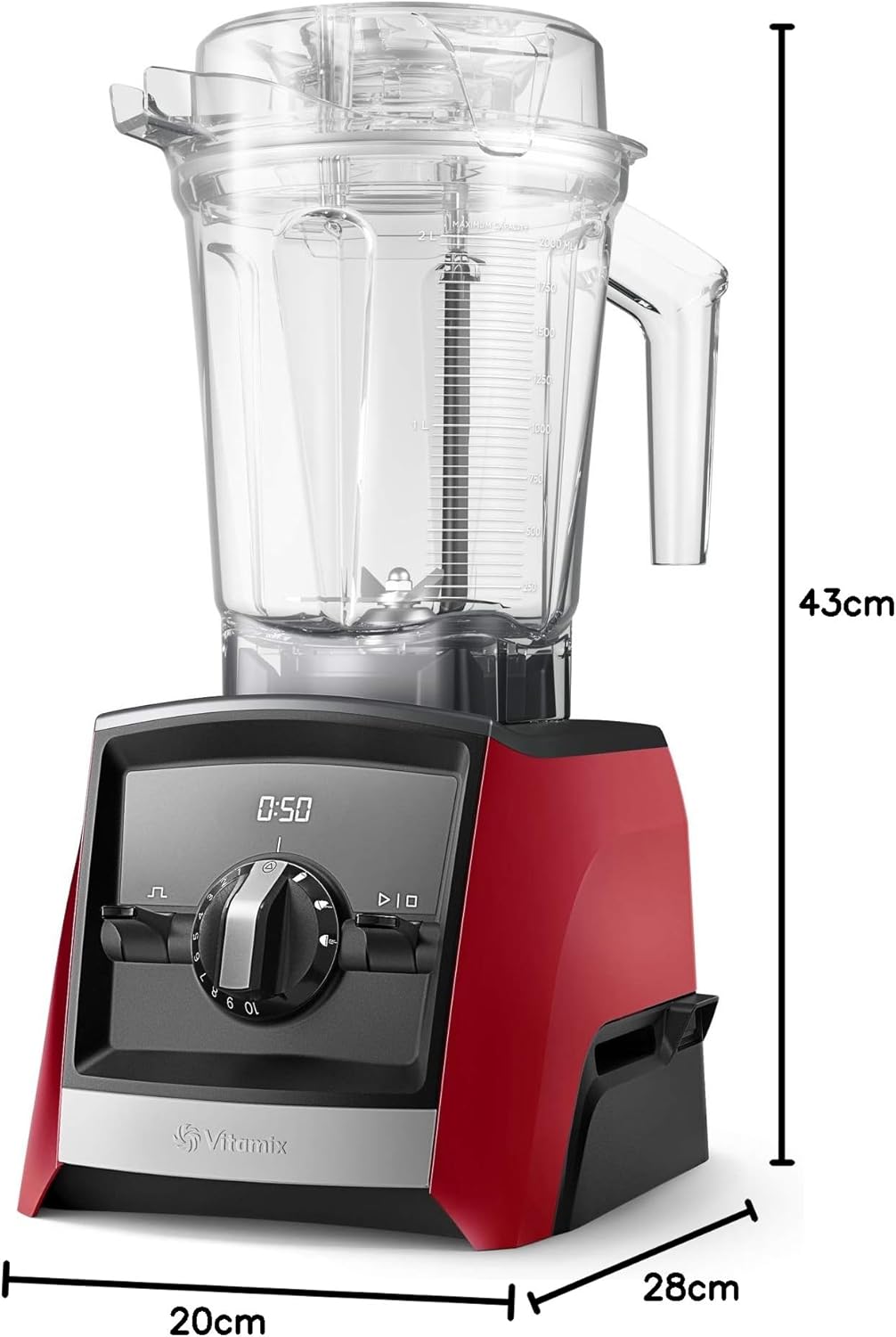 VITAMIX ASCENT 2500 ROT 3 automatische Programme und Geschwindigkeitswahlschalter 1-10 Rot, 3 automa